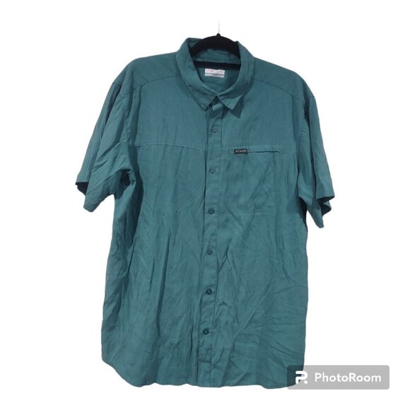 Columbia Men's Ocean Teal Short Sleeve Button Down Size Large - Picture 1 of 6